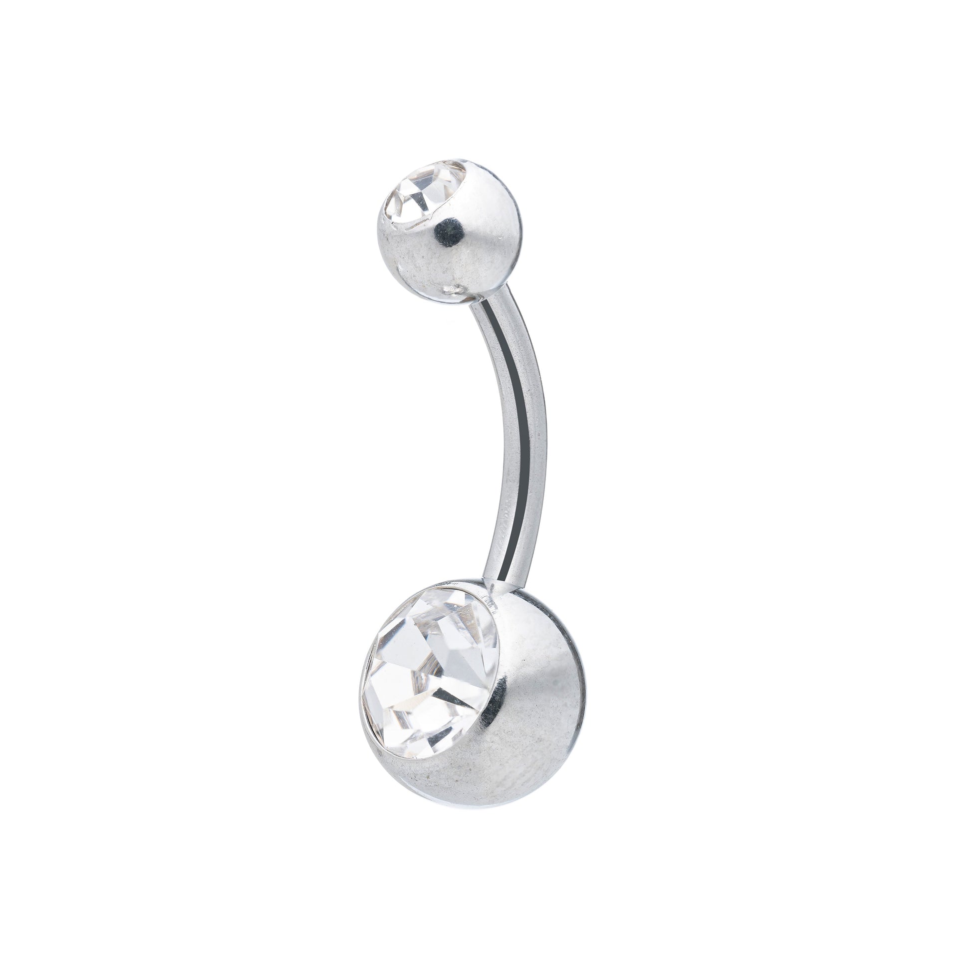 Titanium Internally Threaded Navel Banana With 2 Jewels 14G (1.6mm)