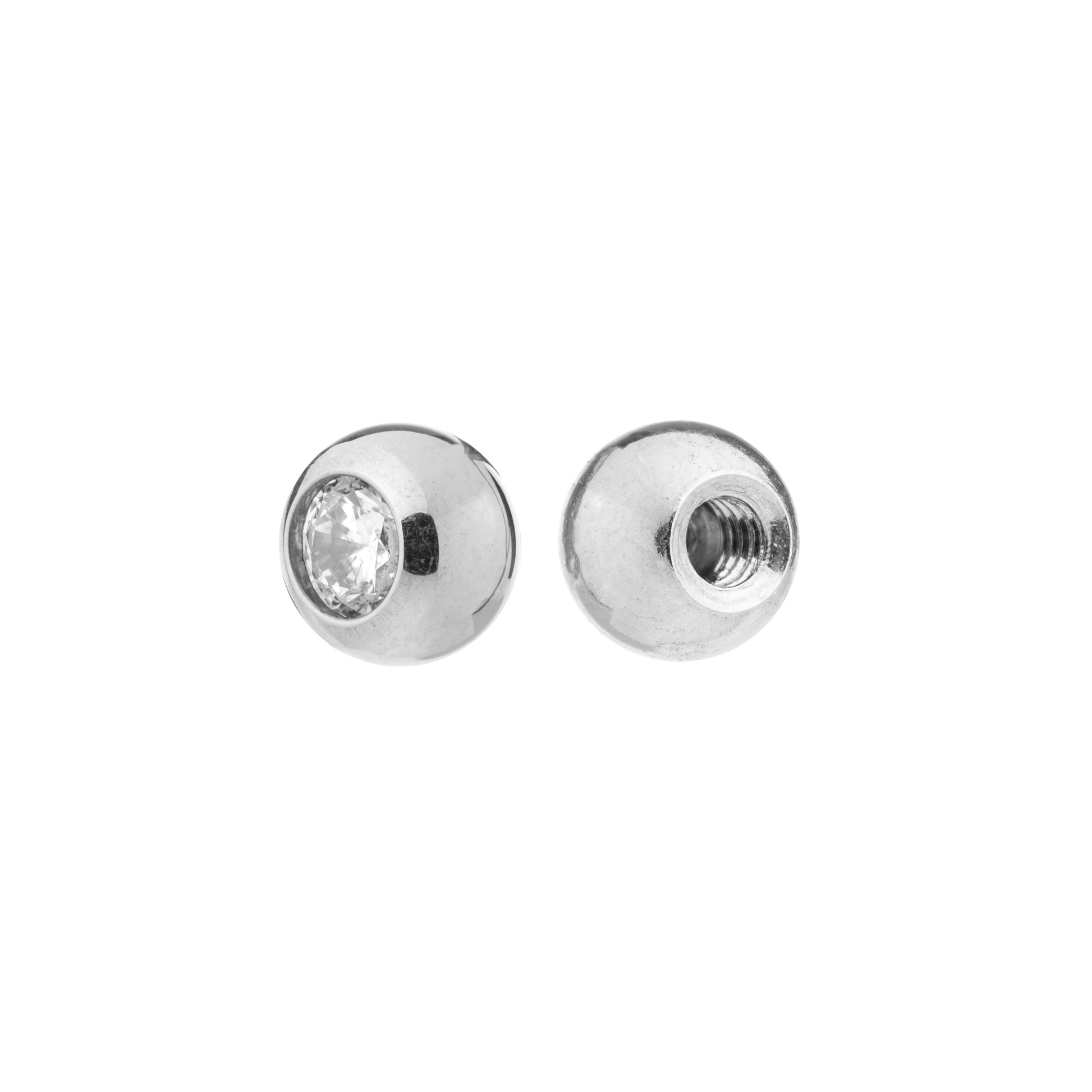 Titanium Externally Threaded Spare Ball With Bezel Set CZ Stone - Pack of 10