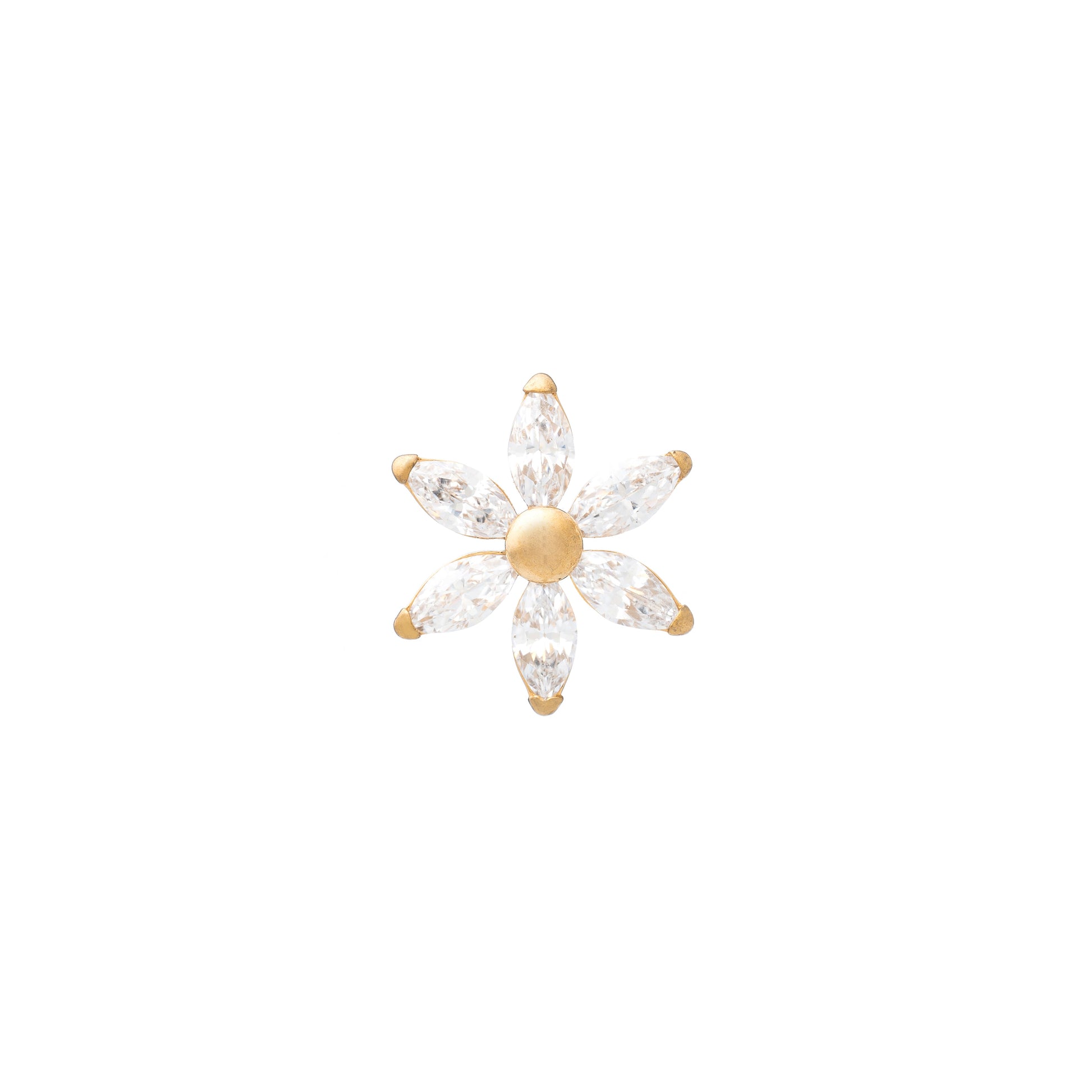 Titanium Gold Plated Marquise Zirconia Flower Top