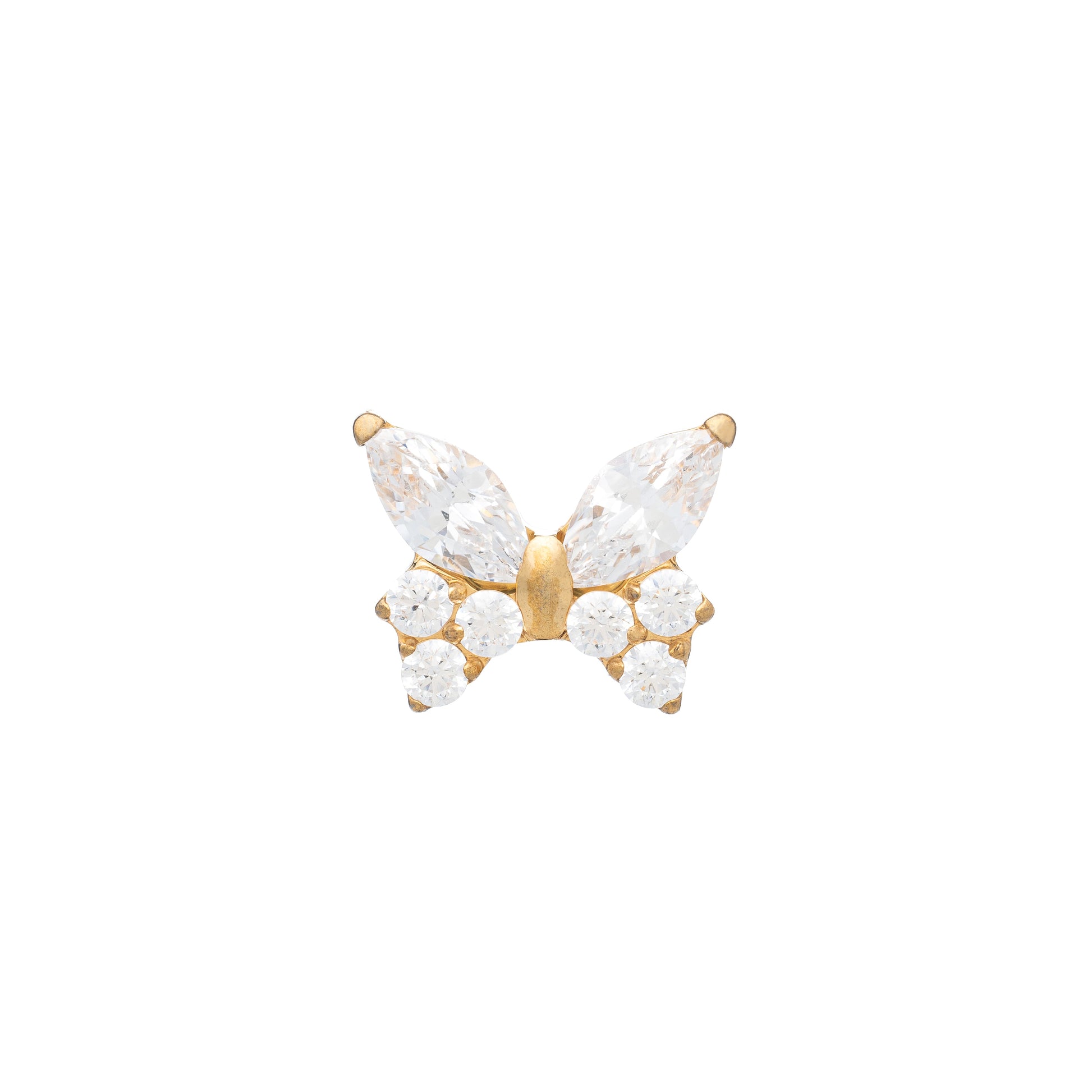 Titanium Gold Plated Zirconia Encrusted Butterfly Top
