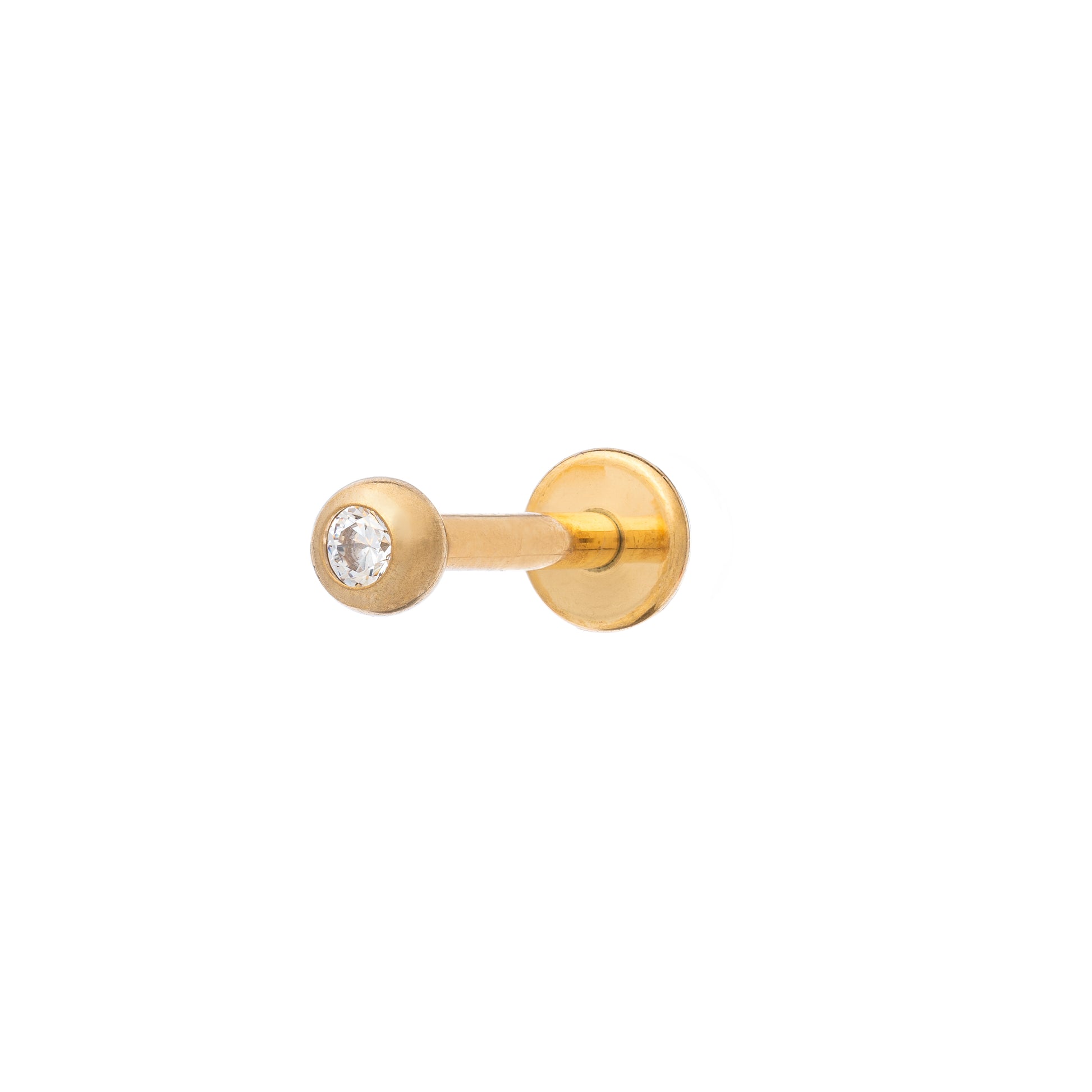 Internally Threaded Labret With Jewel 16G
