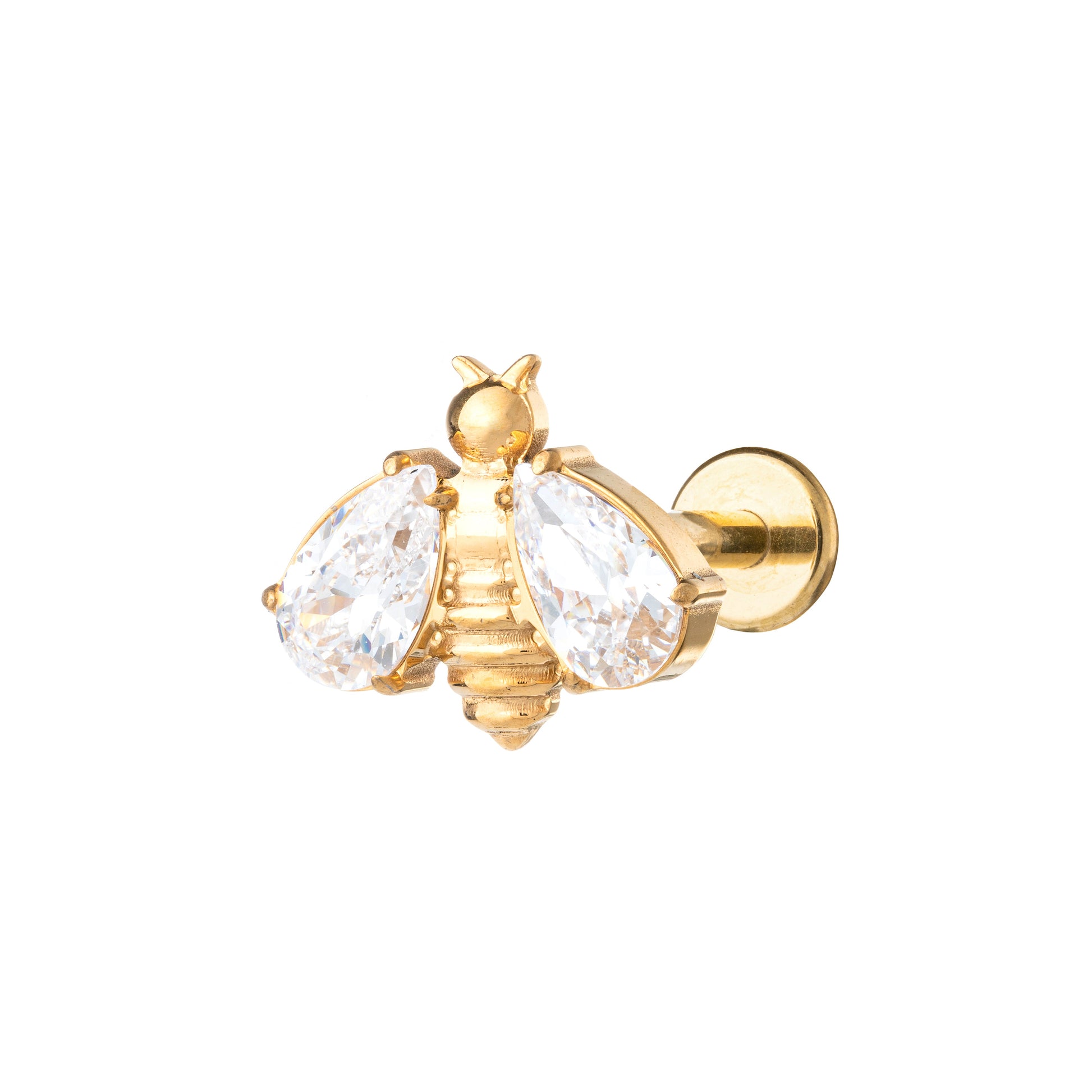 Titanium Gold Plated Zirconia Bee Labret
