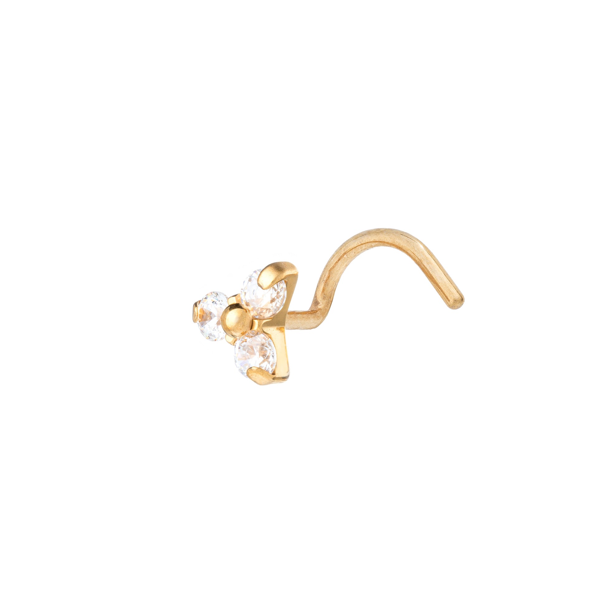 Titanium Gold PVD Plated Nostril Screw With Zirconia Trinity Top