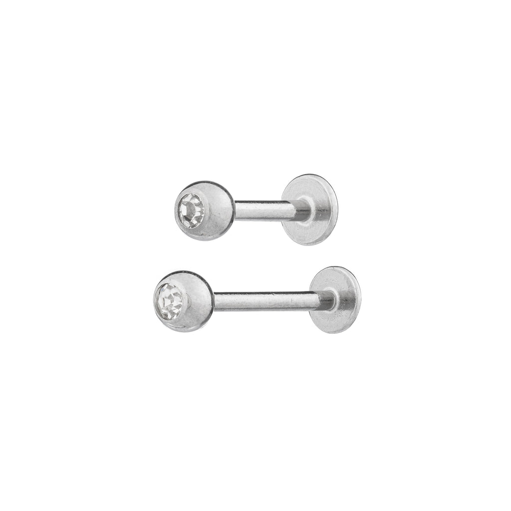 Internally Threaded Labret With Jewel 16G