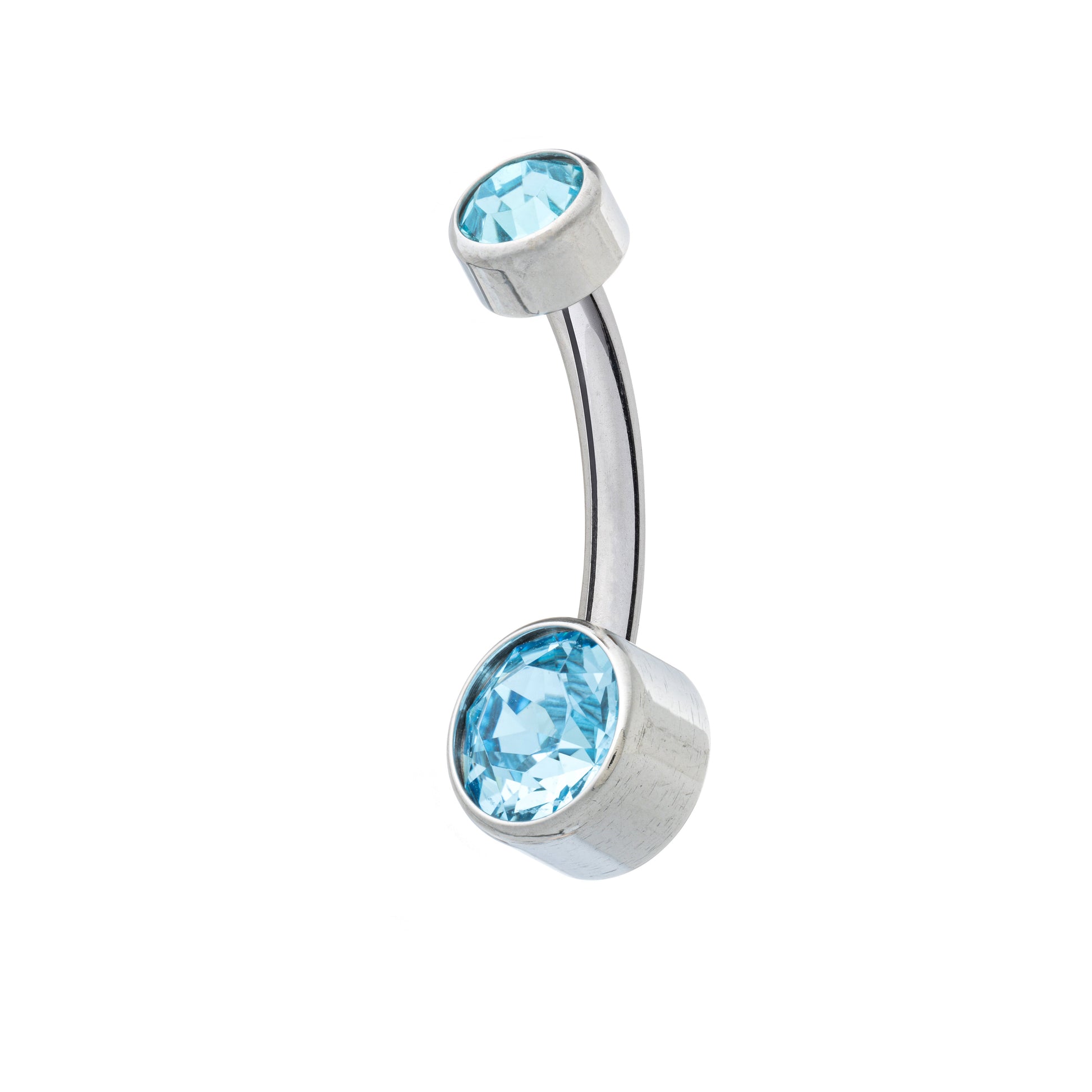 Titanium Internally Threaded Navel Banana With Flat Back Jewels