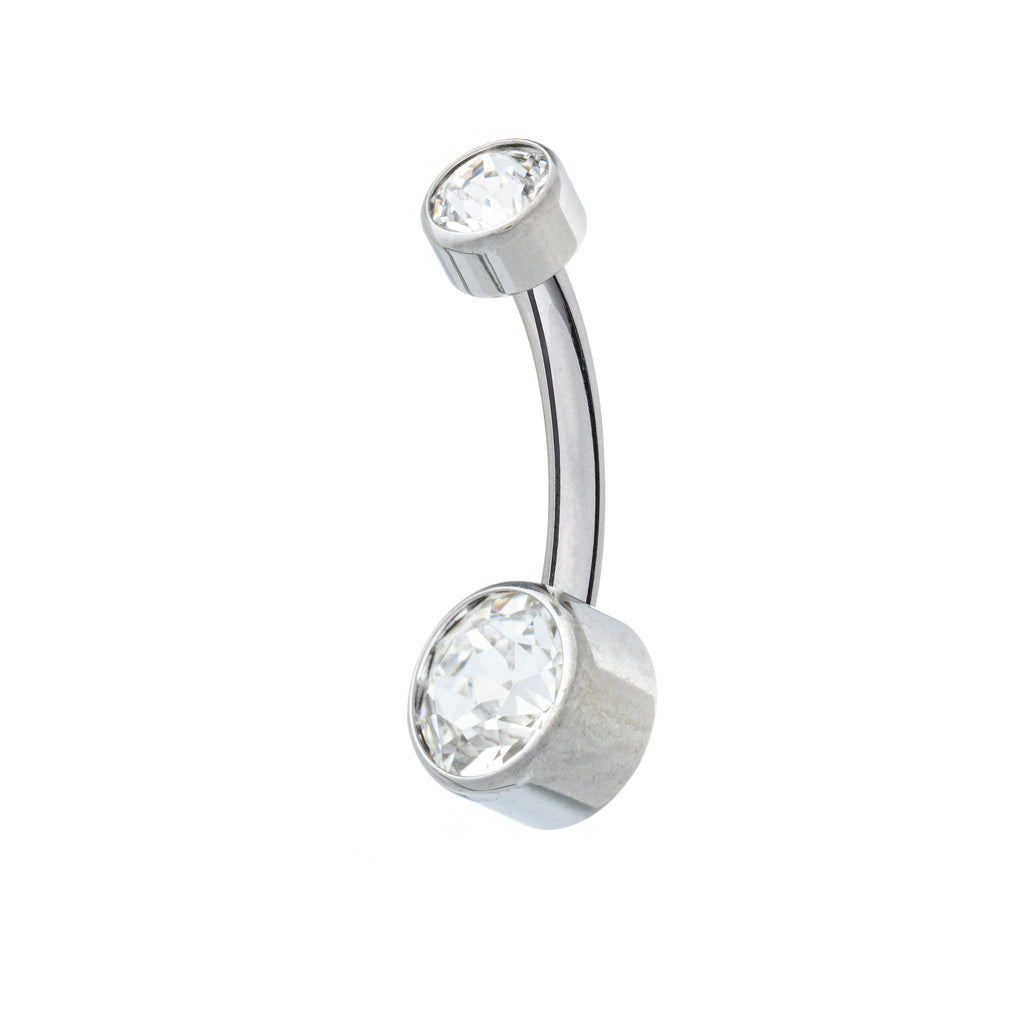 Titanium Internally Threaded Navel Banana With Flat Back Jewels