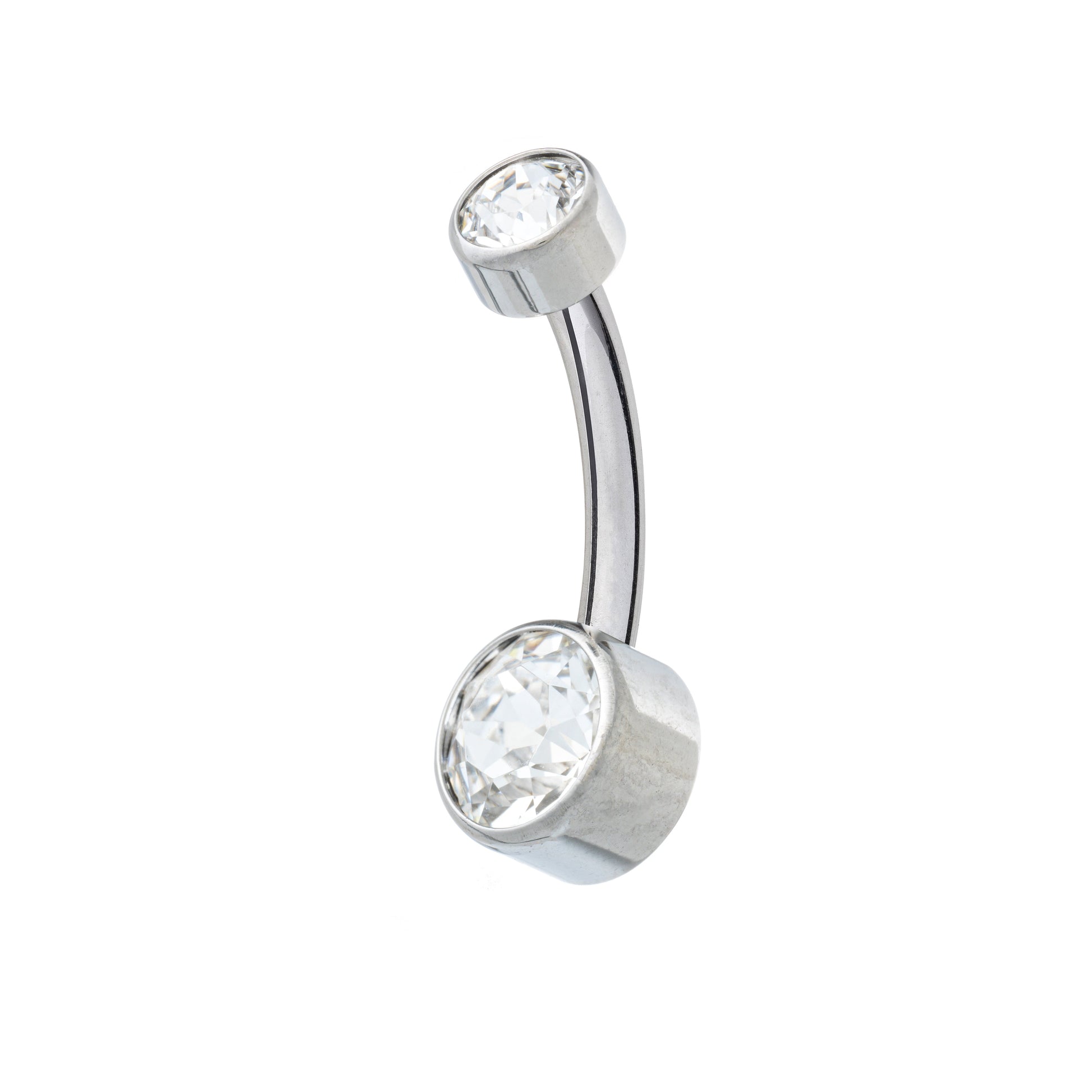 Titanium Internally Threaded Navel Banana With Flat Back Jewels